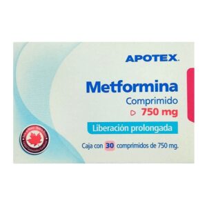Metformina 750 mg 30 comprimidos de liberación prolongada marca Apotex