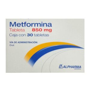 Metformina 850 mg 30 tabletas marca Alpharma