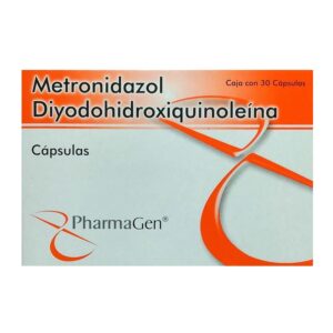 Metronidazol, Diyodohidroxiquinoleína 30 cápsulas marca Pharmagen