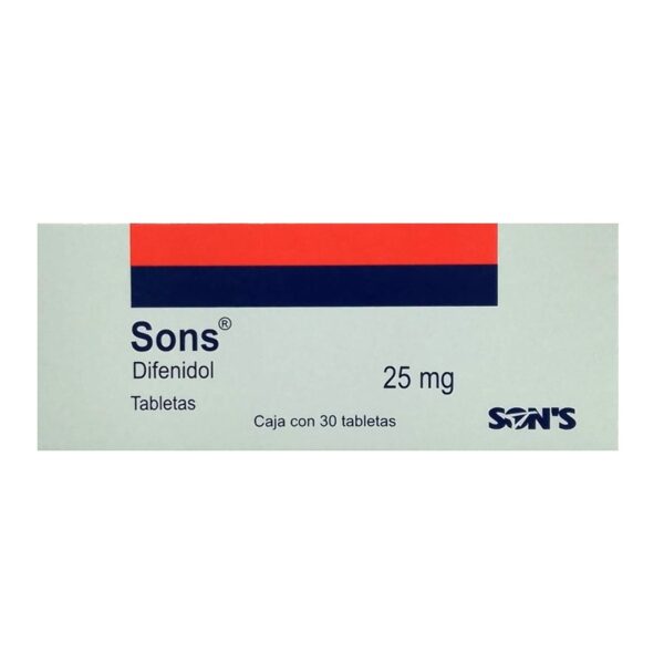 Sons Difenidol 25 mg 30 tabletas – Farmacia San Juditas | Tienda online ...