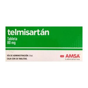 Telmisartán 80 mg 28 tabletas marca AMSA
